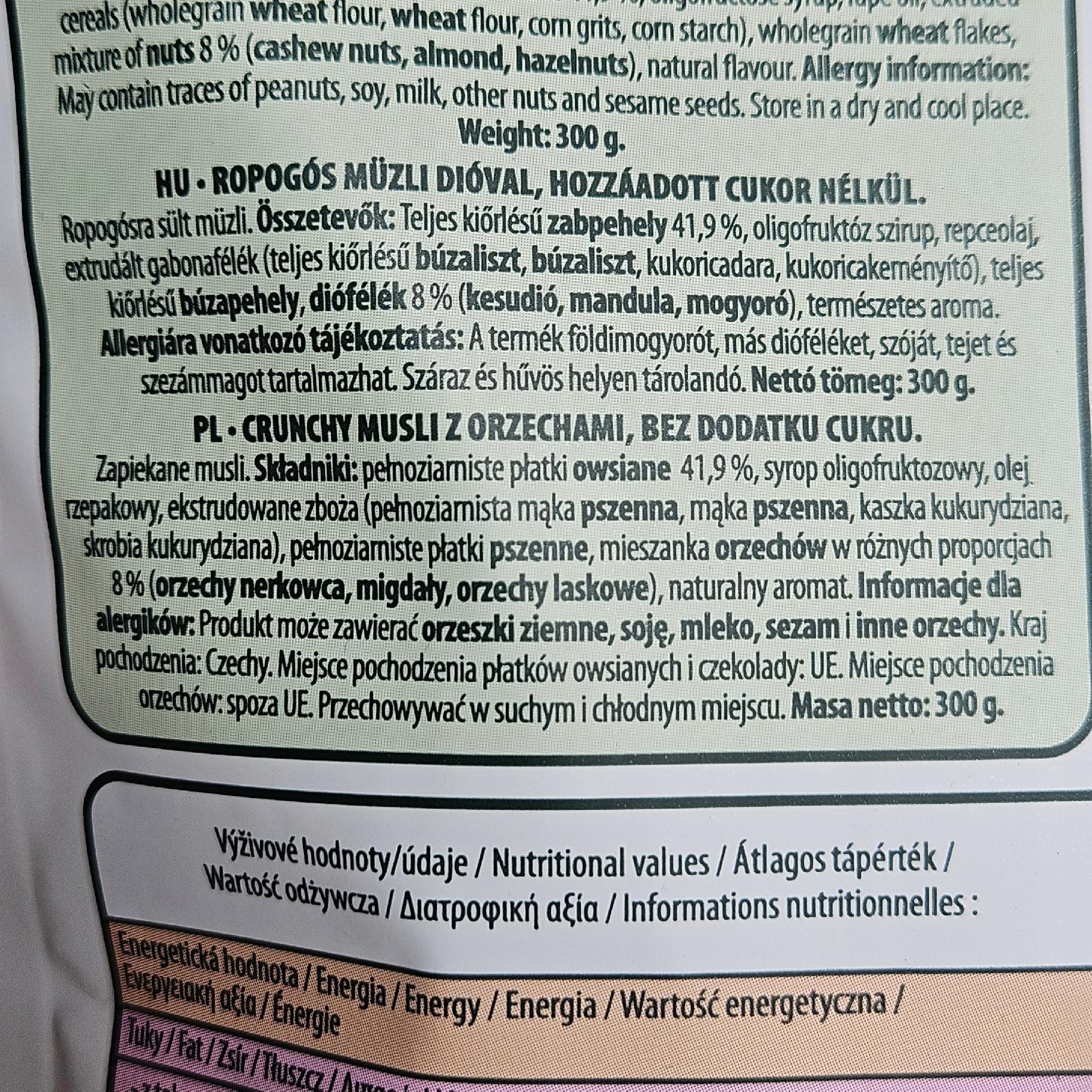 Musli Orzechowe BONA VITA Active 300g - BEZ DODATKU CUKRU |Bogate w Orzechy