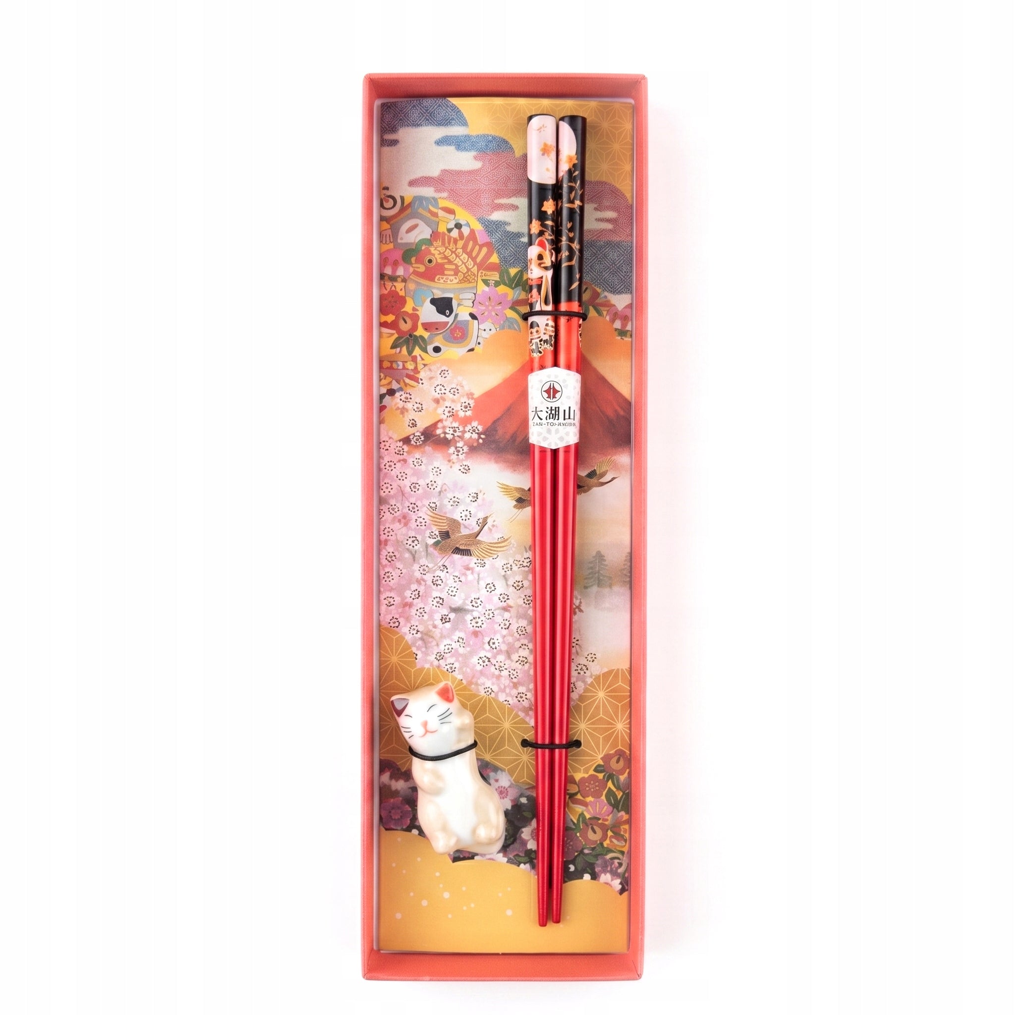 Pałeczki do Sushi Japońskie Zestaw Prezent Podstawka Kotek Maneki Neko