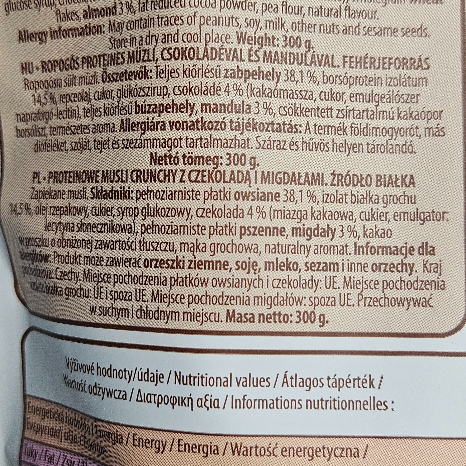 Musli Proteinowe BONA VITA 20% Białka Czekolada i Migdały 300g |Fit Crunchy